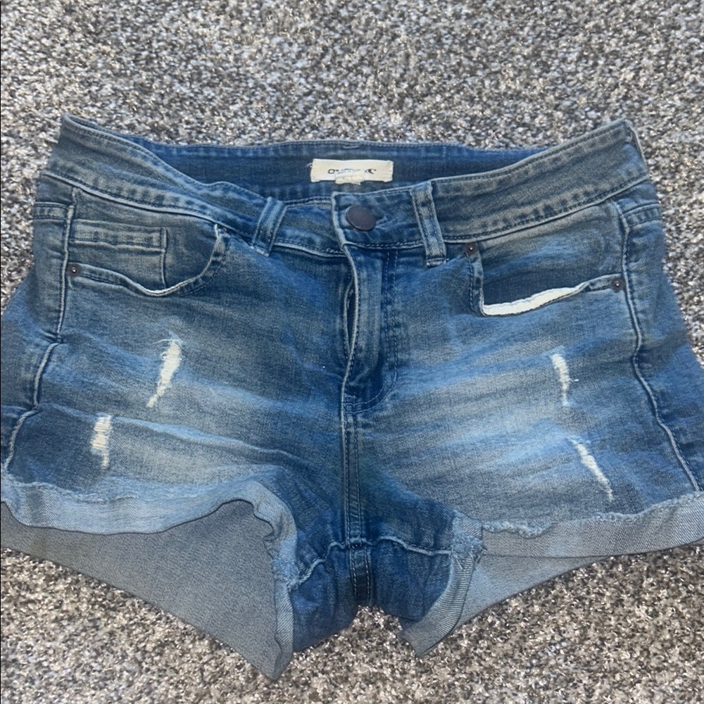 O'Neill Blue Distressed Jean Shorts Cut-Off Style